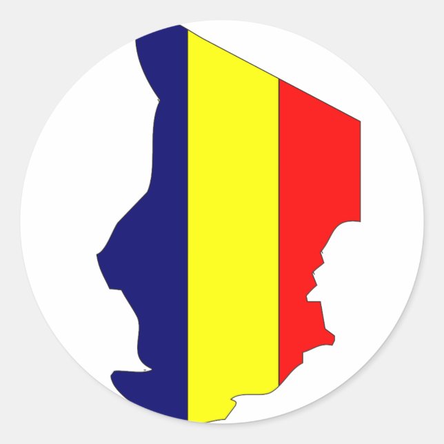 Tchad flagga karta runt klistermärke (Framsida)