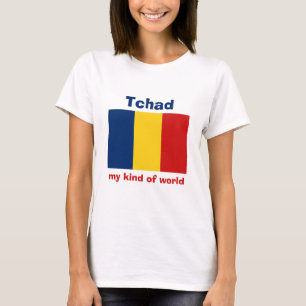Tchad flagga + Karta + TextT-tröja T-shirt