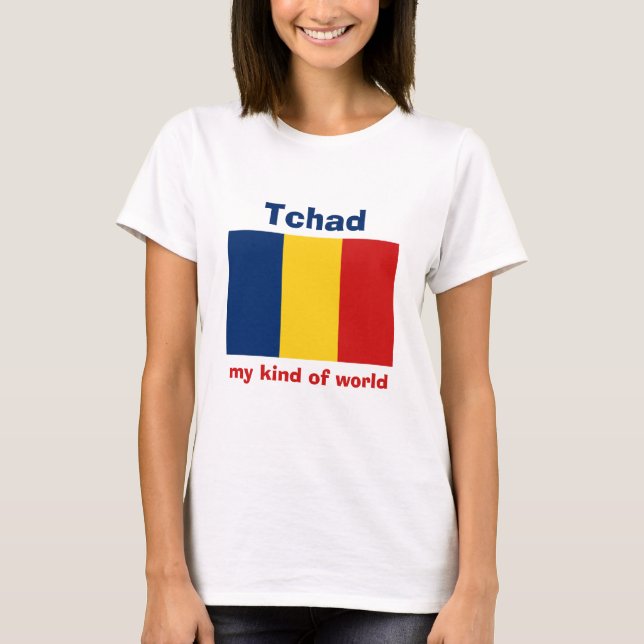Tchad flagga + Karta + TextT-tröja T-shirt (Framsida)