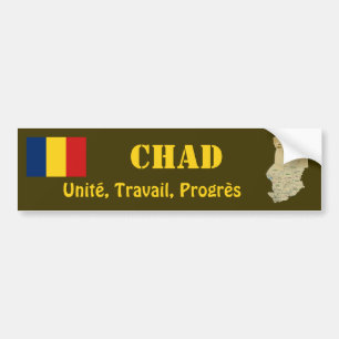 Tchad flagga + Kartabildekal Bildekal