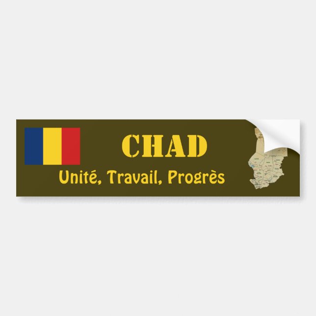 Tchad flagga + Kartabildekal Bildekal (Framsidan)