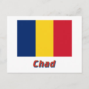 Tchad Flagga med Namn Vykort