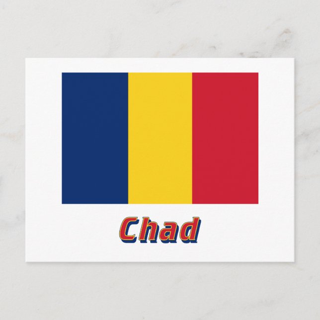 Tchad Flagga med Namn Vykort (Framsida)