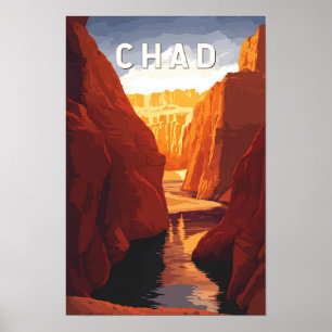 Tchad Illustration Resa Konst Vintage Poster