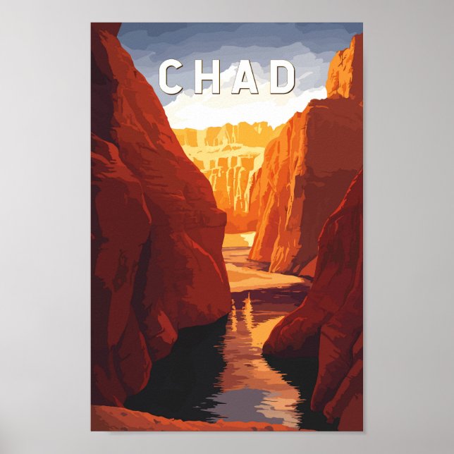 Tchad Illustration Resa Konst Vintage Poster (Framsidan)