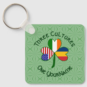 Tchad Irish Flaggor Shamrock Ditt namn Nyckelring