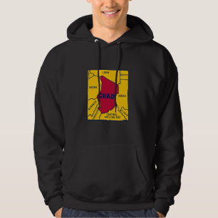 Tchad Karta i flagga och omgivande land Hoodie