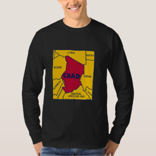 Tchad Karta i flagga och omgivande land T Shirt
