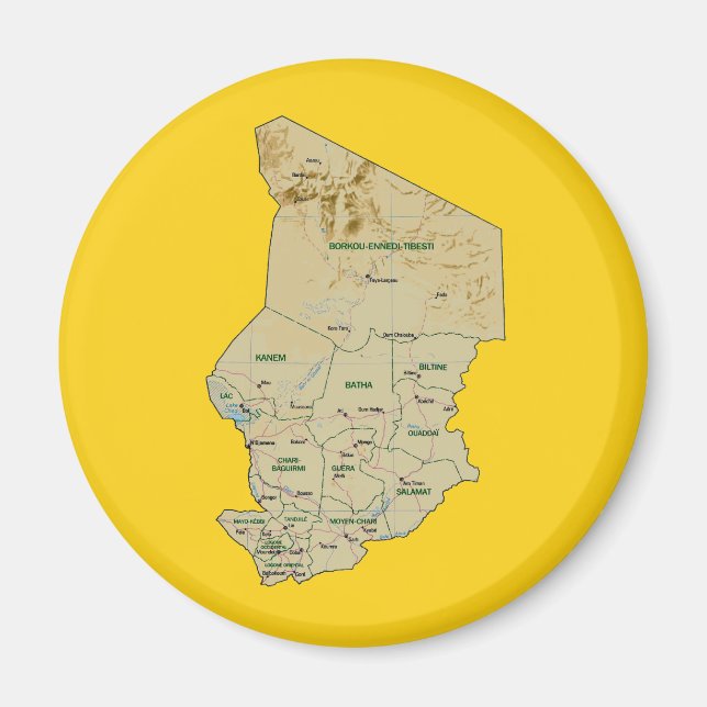 Tchad Karta Magnet (Framsidan)