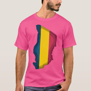 Tchad Karta med Tchad Flagga T Shirt