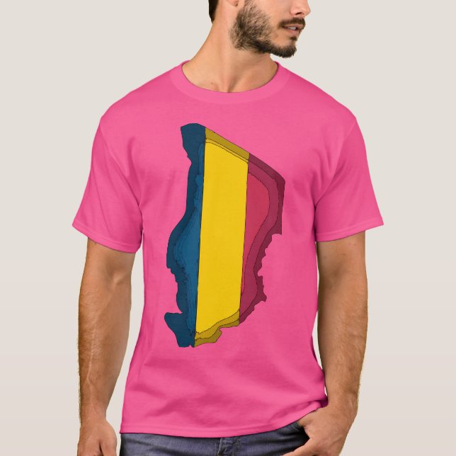 Tchad Karta med Tchad Flagga T Shirt (Framsida)