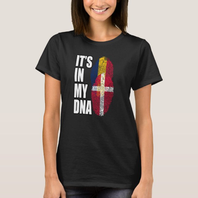 Tchad och danskt DNA-Flagga T Shirt (Framsida)