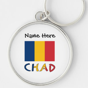 Tchad och Tchadisk flagga Personlig Rund Silverfärgad Nyckelring