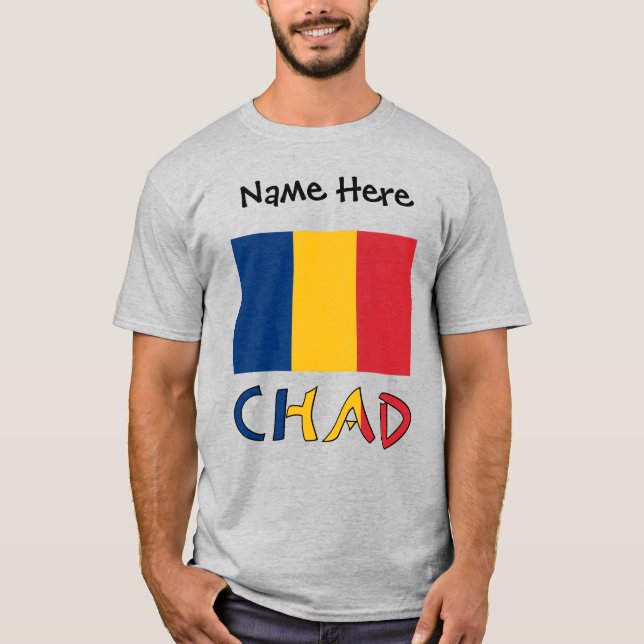 Tchad och Tchads Personlig Manar för Flagga T Shirt (Framsida)