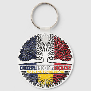 Tchad Tchads Fransk Frankrike Träd Roots Flagga Nyckelring