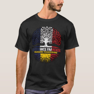 Tchad Tchads Fransk Frankrike Träd Roots Flagga T Shirt