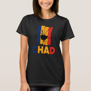 Tchad Tjadisk Tchad Flagga Struts Djur Silhuett T Shirt