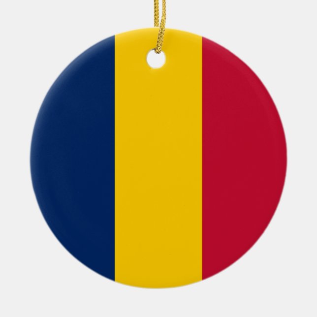 Tchads flagga julgransprydnad keramik (Framsidan)