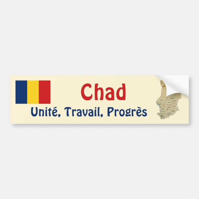 Tchads flagga + kartdekal bildekal (Framsidan)