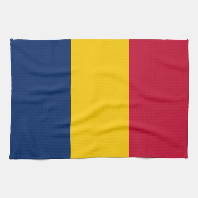 Tchads flagga kökshandduk (Horisontell)