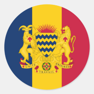 Tchads Flagga och Jacka av Arm, Tchads Flagga Runt Klistermärke