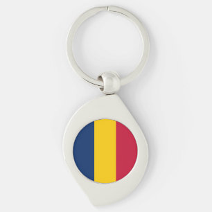 Tchads flagga swirl silverfärgad nyckelring