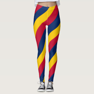 Tchads nationella Flagga Färg diagonal strimlad Leggings