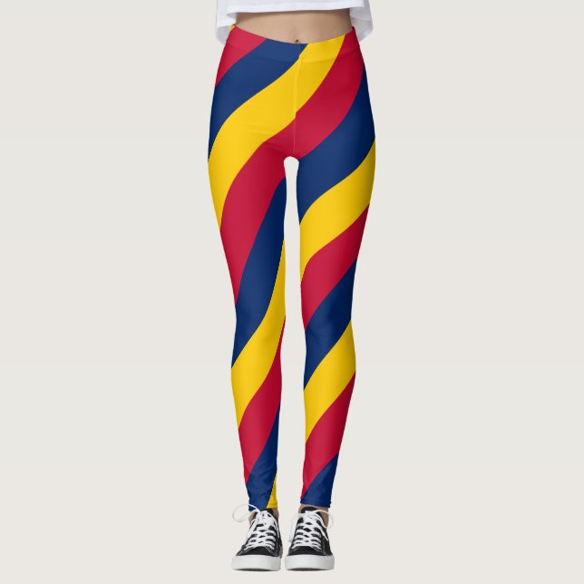 Tchads nationella Flagga Färg diagonal strimlad Leggings (Framsida)