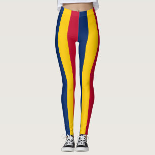 Tchads nationella Flagga Färg-Lodrät strimlat Leggings