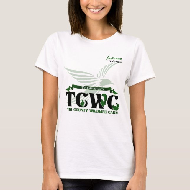 TCWC 25-årsdagen Logotyp Volunteer Namn T Shirt (Framsida)