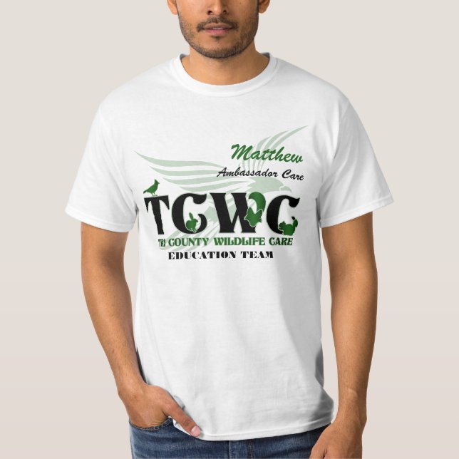 TCWC-logotypvolontär - beställnings- volontär/namn T-shirt (Framsida)