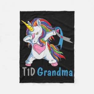 Td1 Grandma Dabbing Unicorn typ 1 Diabetes Awaren Fleecefilt