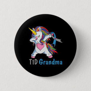 Td1 Grandma Dabbing Unicorn typ 1 Diabetes Awaren Knapp