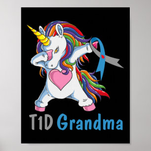 TD1 Morma Dabbing Unicorn typ 1 Diabetes Awaren Poster