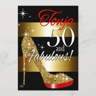TD 50 & Fabulous Glitter Stiletto Birthday Inbjudningar