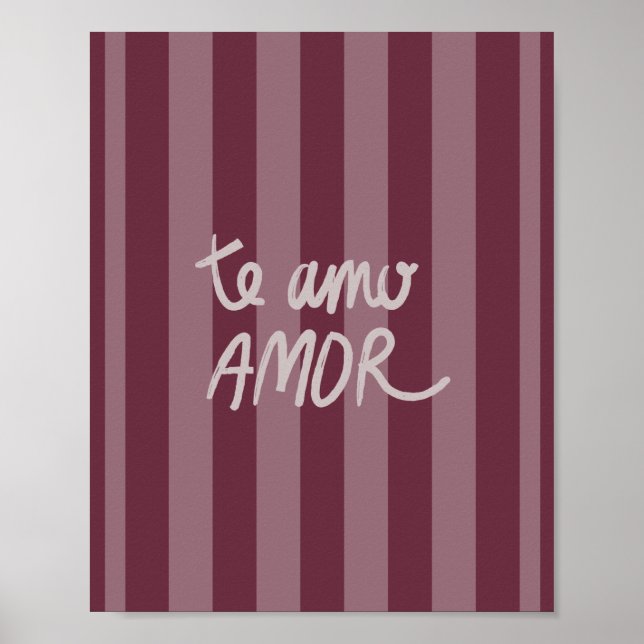 Te Amo affisch burgunder rosa (Framsidan)