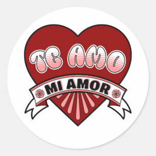 Te Amo Mi Kärlek Feliz Dia de San Valentin Spanska Runt Klistermärke