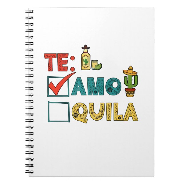 Te Amo Tequila Cinco De Mayo Funny Anteckningsbok (Framsidan)