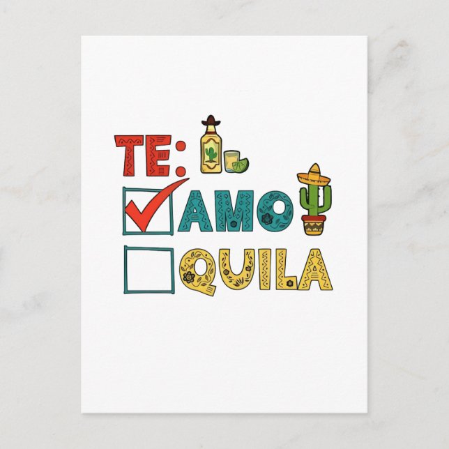 Te Amo Tequila Cinco De Mayo Funny Helg Vykort (Framsida)
