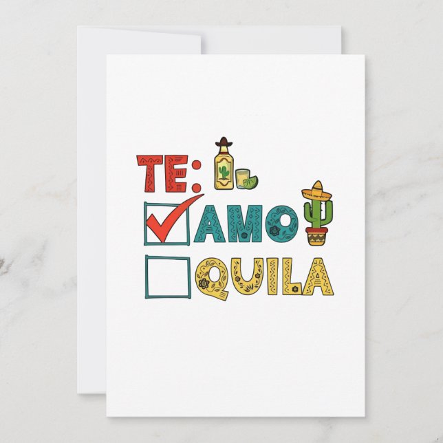 Te Amo Tequila Cinco De Mayo Funny Julkort (Framsida)