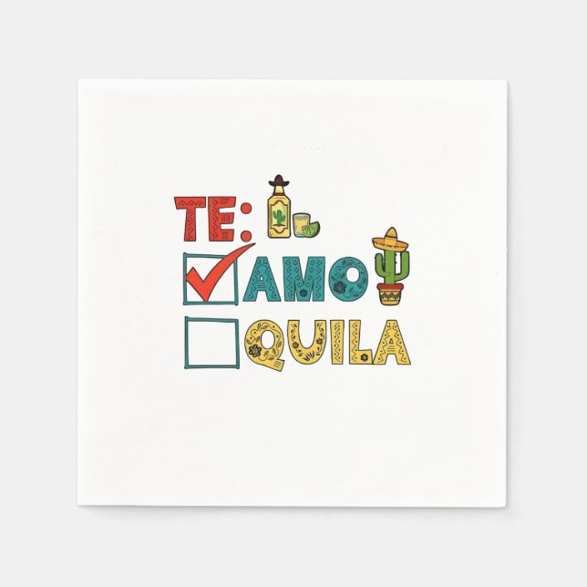 Te Amo Tequila Cinco De Mayo Funny Pappersservett (Framsidan)