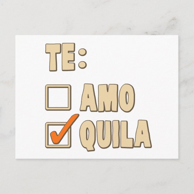 Te Amo Tequila Spain Choice Vykort (Framsida)