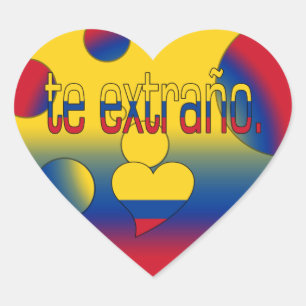 Te Extraño! Konst för pop för Colombia Hjärtformat Klistermärke
