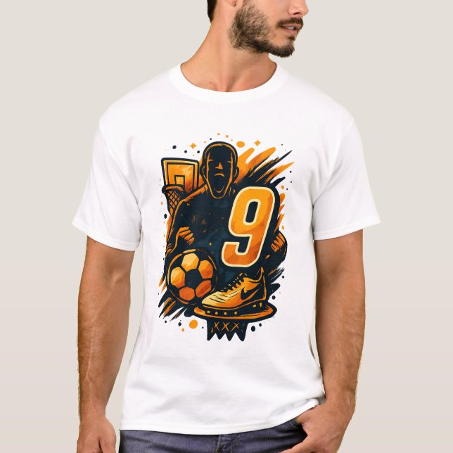 Te för 9 idrottar - Basketboll och fotboll V T Shirt (Framsida)