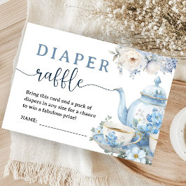 Te för två baby shower pojke blå blöja lotteri tilläggskort