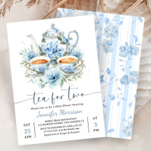 Te För Två Baby Shower Pojke Damblå