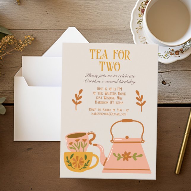 Te för två Fall Fairytale Tea Party Inbjudningar (Skapare uppladdad)