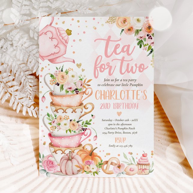 Te för två födelsedagspumpor Hösthöstens Blommigt  Inbjudningar (Skapare uppladdad)