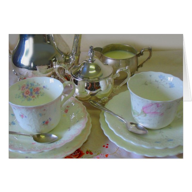 te för två hälsningskort (Framsidan Horizontal)