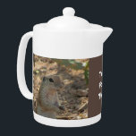 Te för två rutor för foto av två rutor<br><div class="desc">Redo för te i två? Den här tekannan har ett naturfoto som fångar en vacker liten bottenekorre som står upp och tittar runt sitt ökenhem. Hans front tassar hålls framför honom och hans sidoprofil är på visning. Dekorfotografiet visas på båda sidor av denna tekanna med "Tea for Two" i mitten....</div>